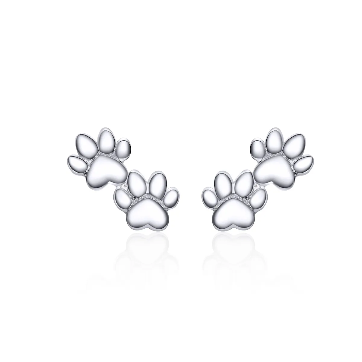 Pandora Style Silver Pet Footprints Stud Earrings - SCE718