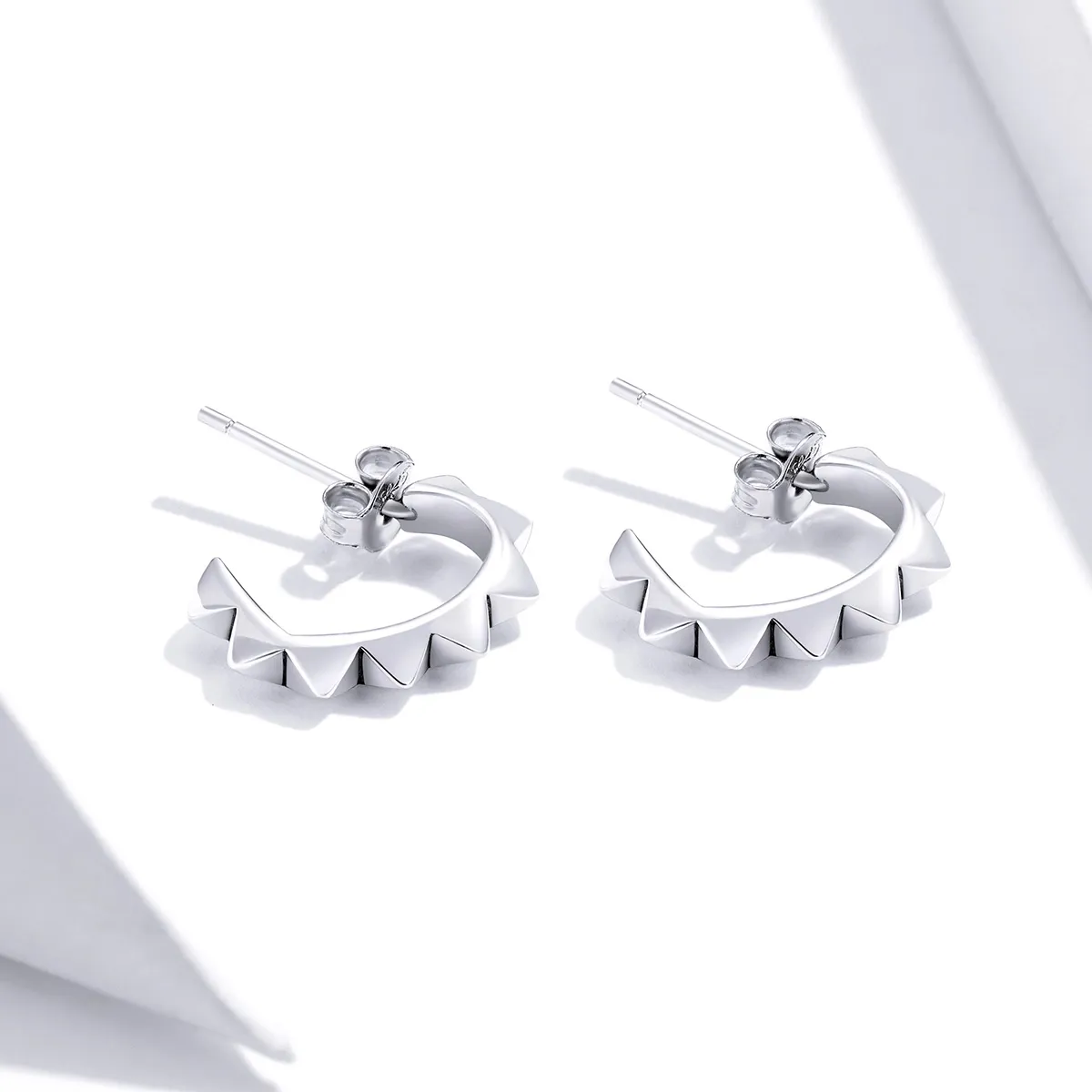 Pandora Style Silver Rivet And Heart Hoop Earrings - SCE903
