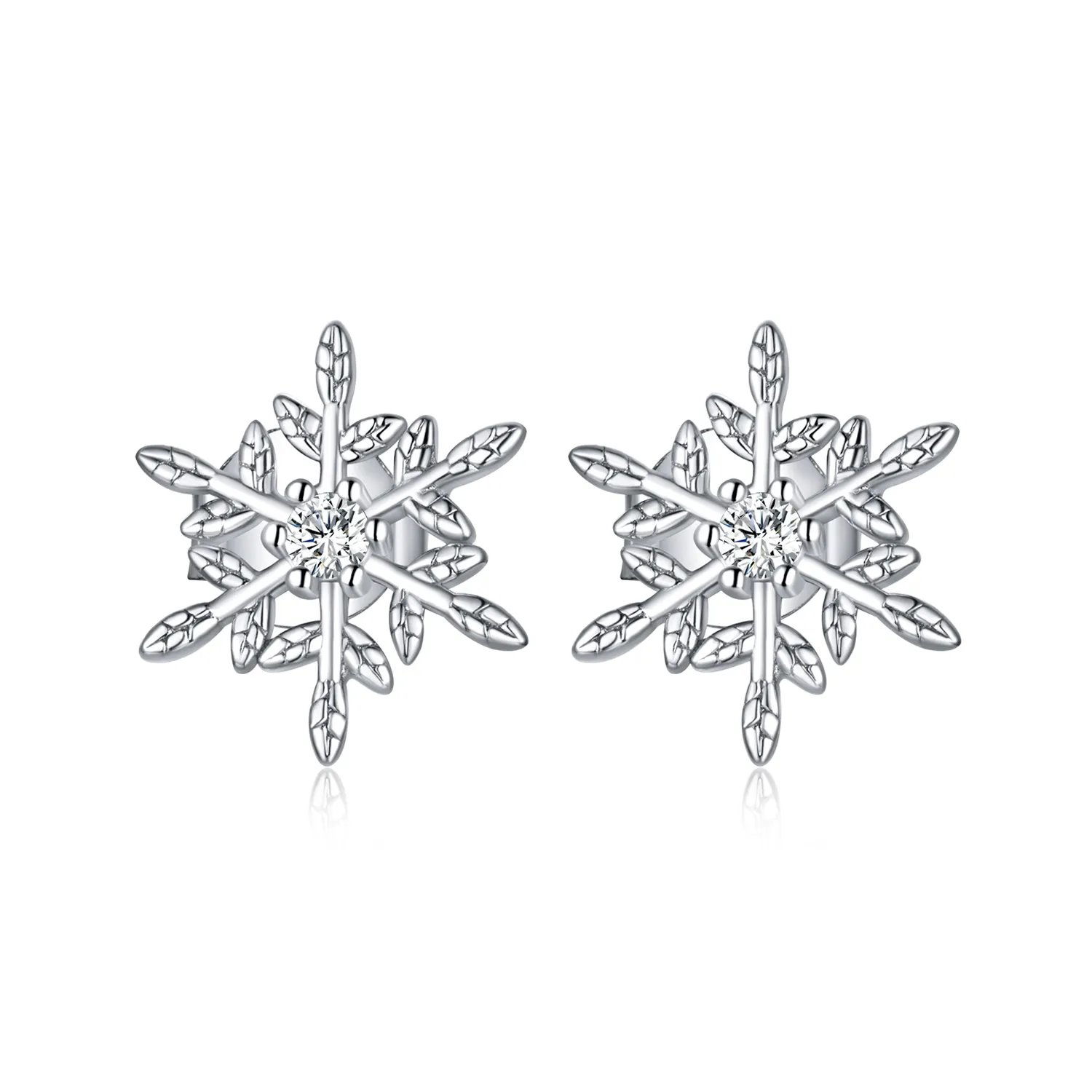 Pandora Style Silver Romantic Snowflakes Stud Earrings - BSE424