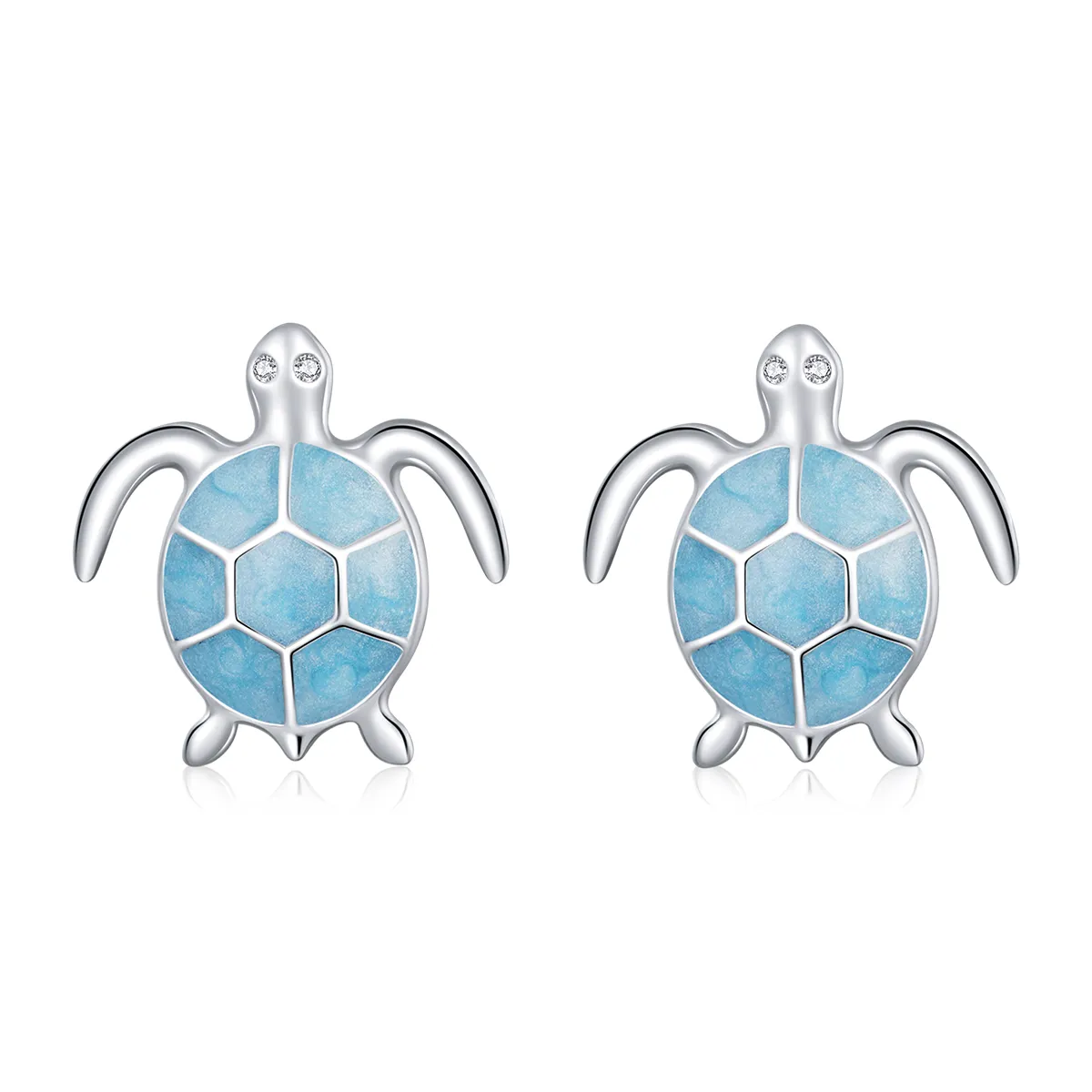 Pandora Style Silver Sea Turtle Stud Earrings - SCE1035