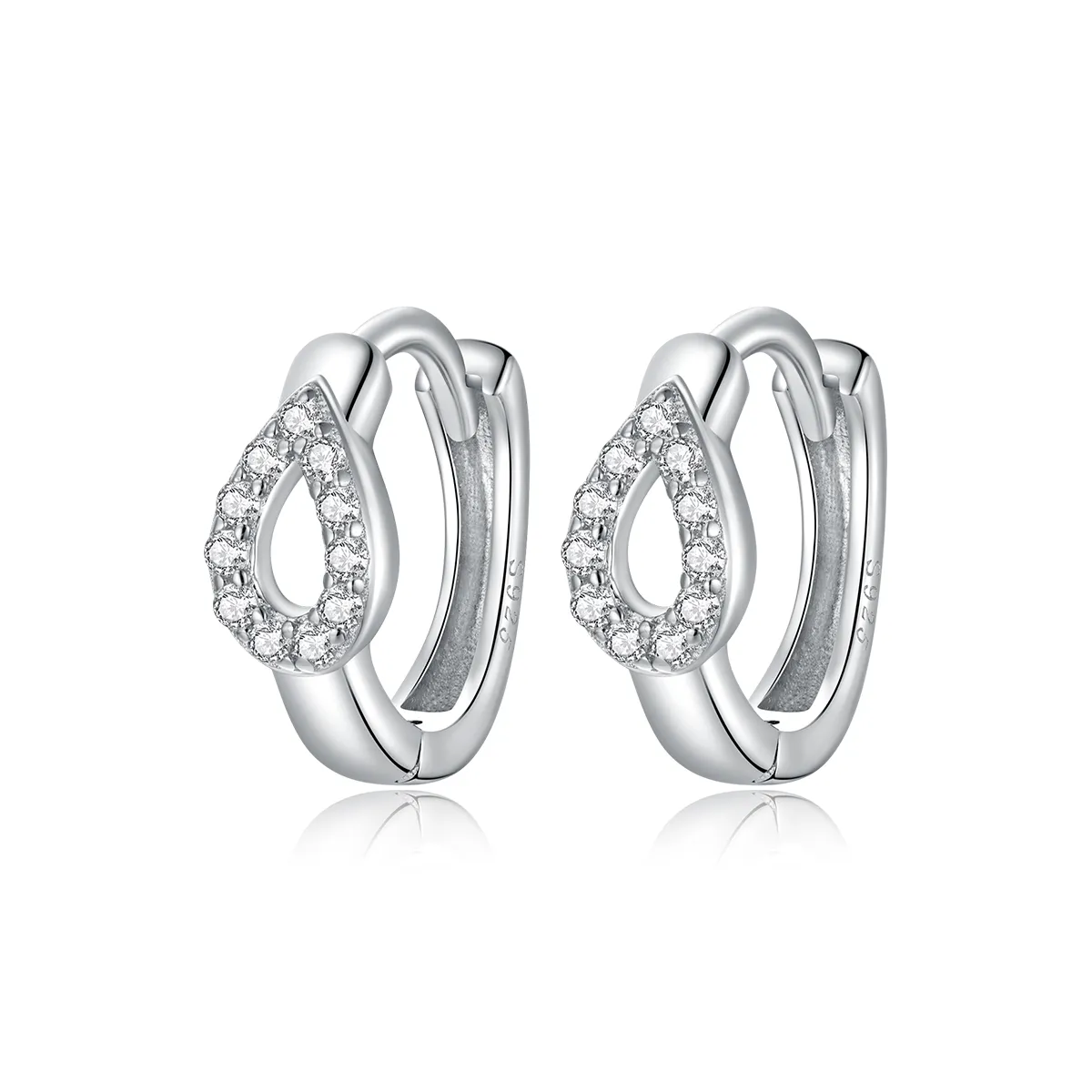 Pandora Style Silver Shining Drops Hoop Earrings - SCE1046