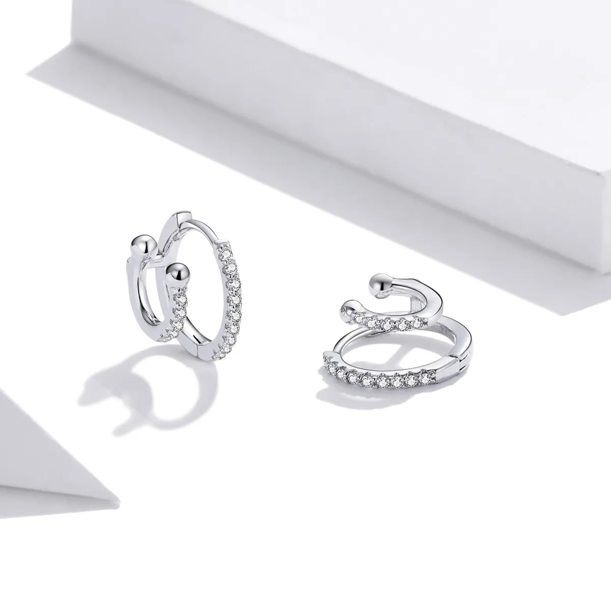 Pandora Style Silver Shining Hoop Earrings - SCE1118