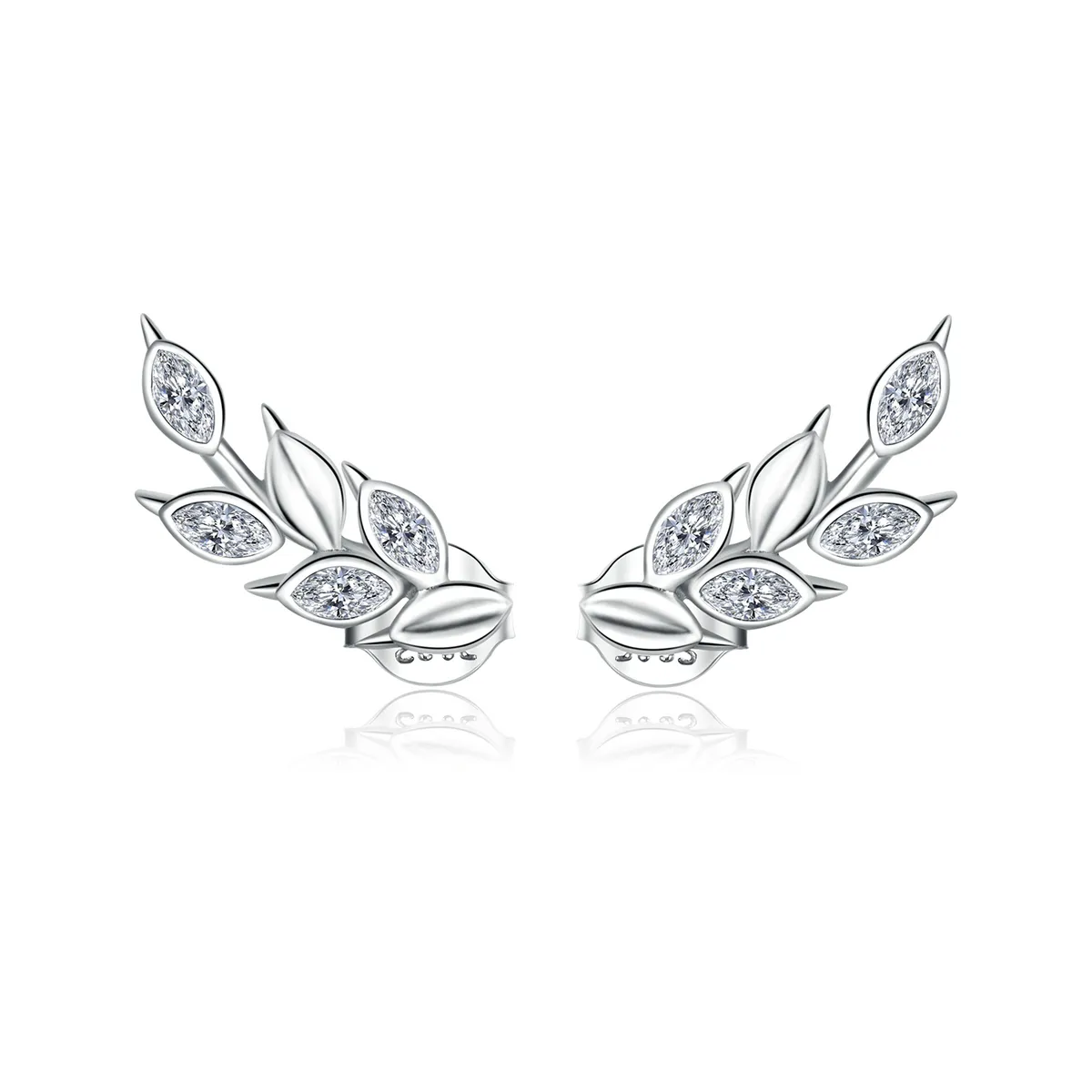 Pandora Style Silver Shining Wheat Ears Stud Earrings - BSE415