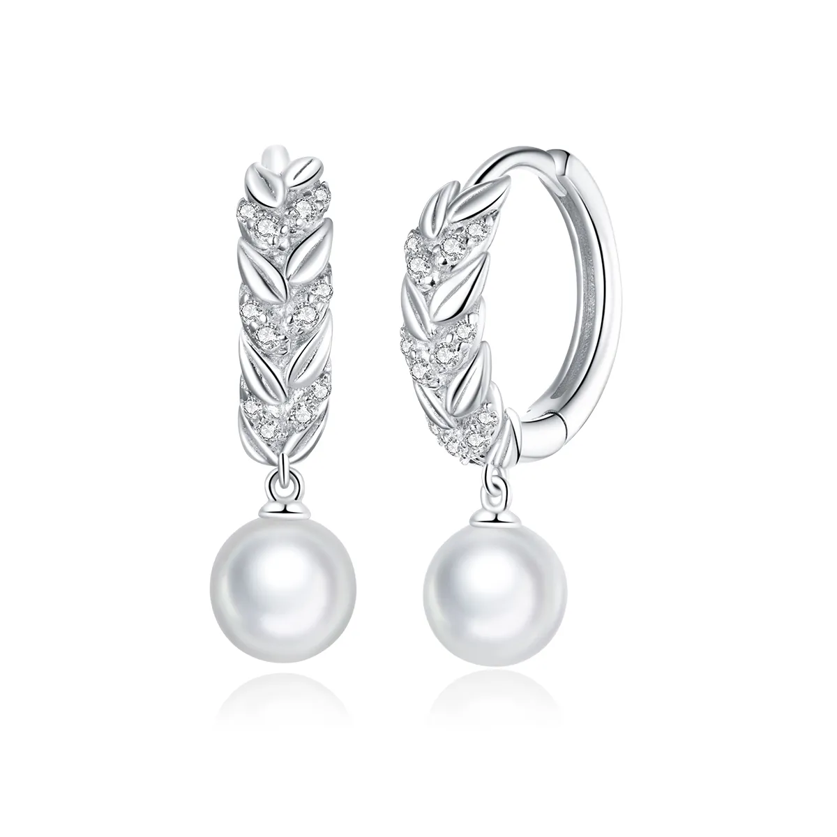 Pandora Style Silver Shiny Wheat Dangle Earrings - BSE446