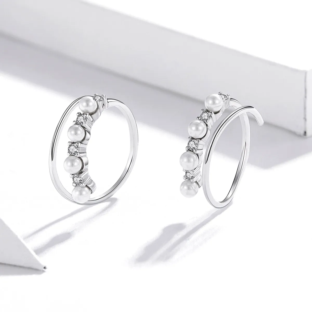 Pandora Style Silver Simple Geometry Hoop Earrings - SCE932