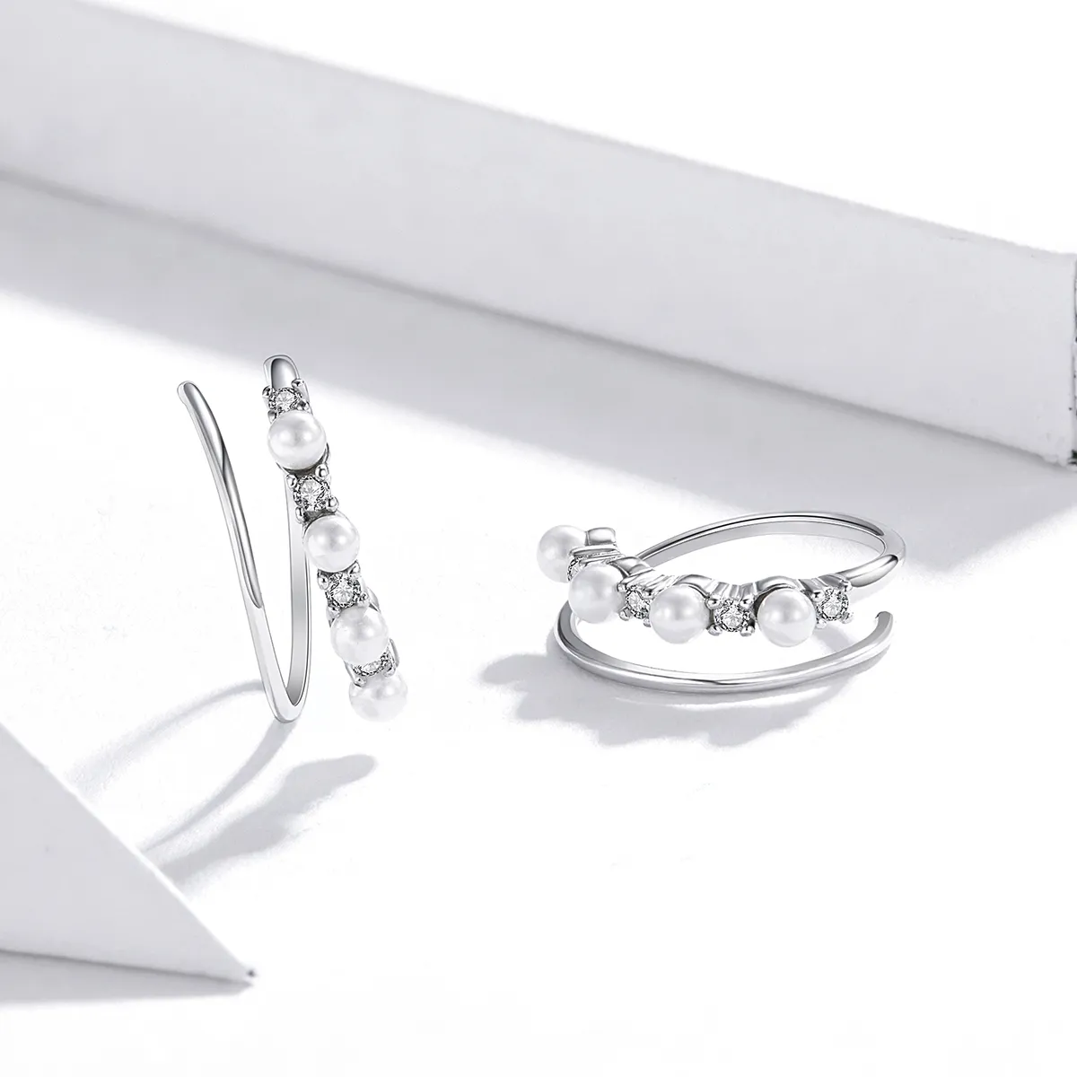 Pandora Style Silver Simple Geometry Hoop Earrings - SCE932