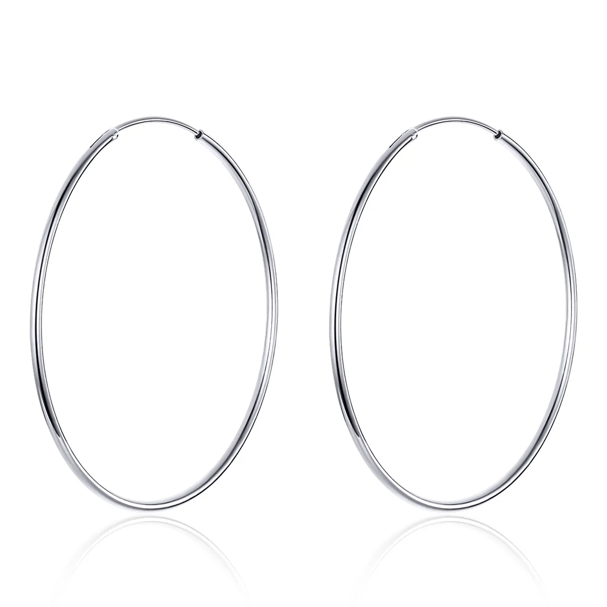 Pandora Style Silver Simple Line Hoop Earrings - SCE711