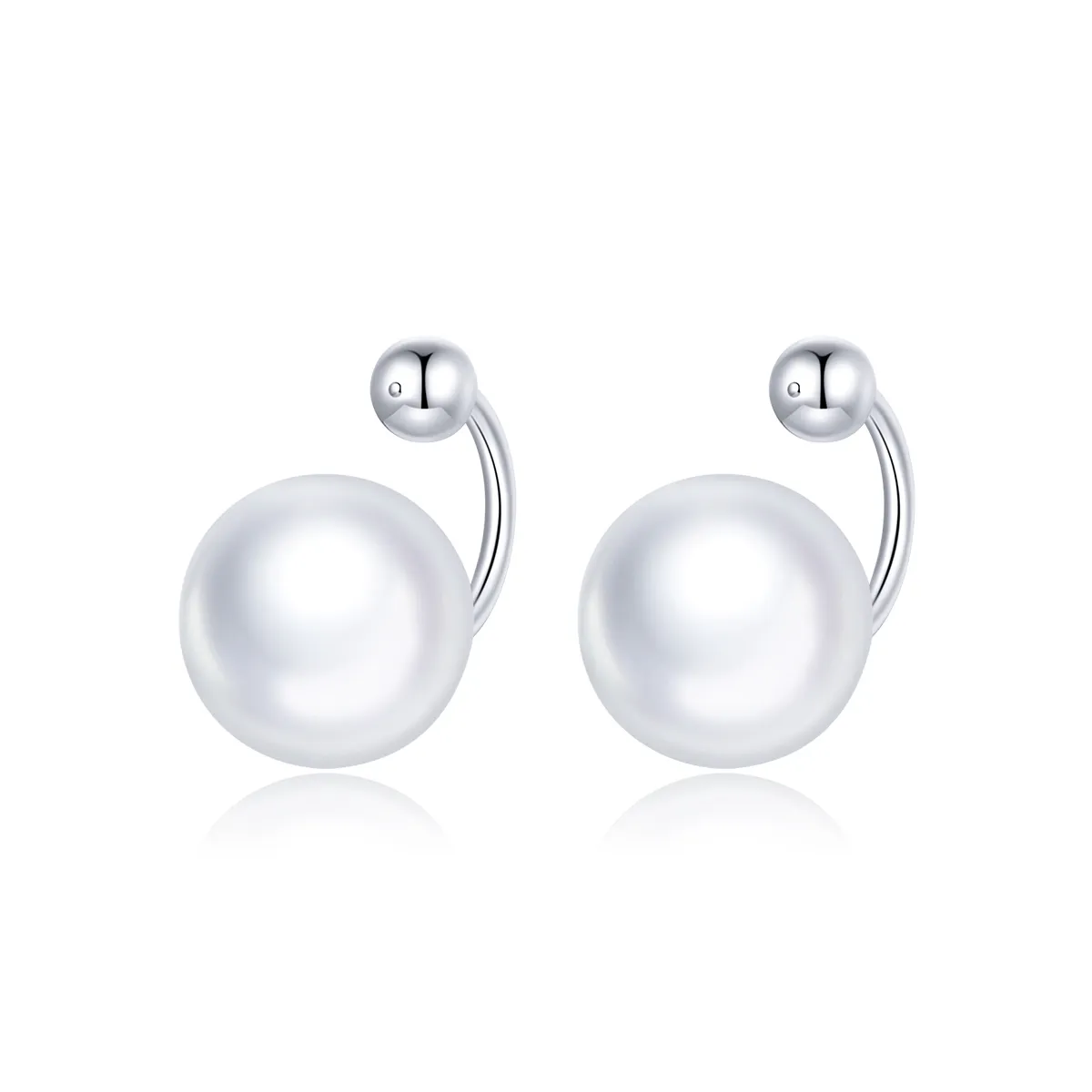 Pandora Style Silver simple pearl Stud Earrings - BSE438