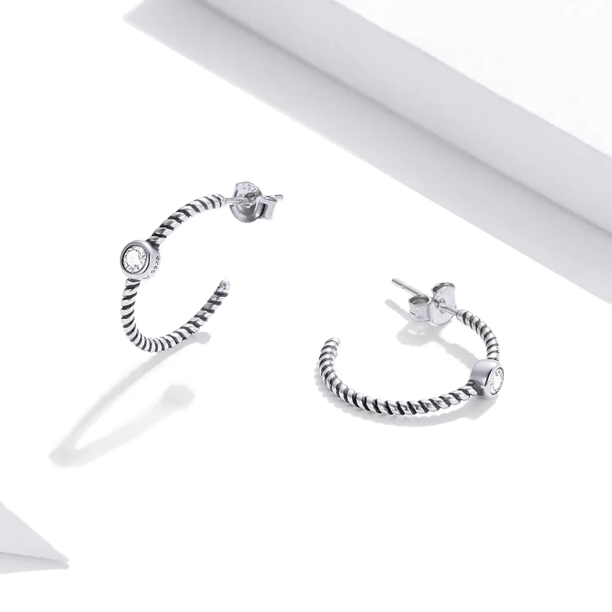Pandora Style Silver Simple Stud Earrings - SCE1122