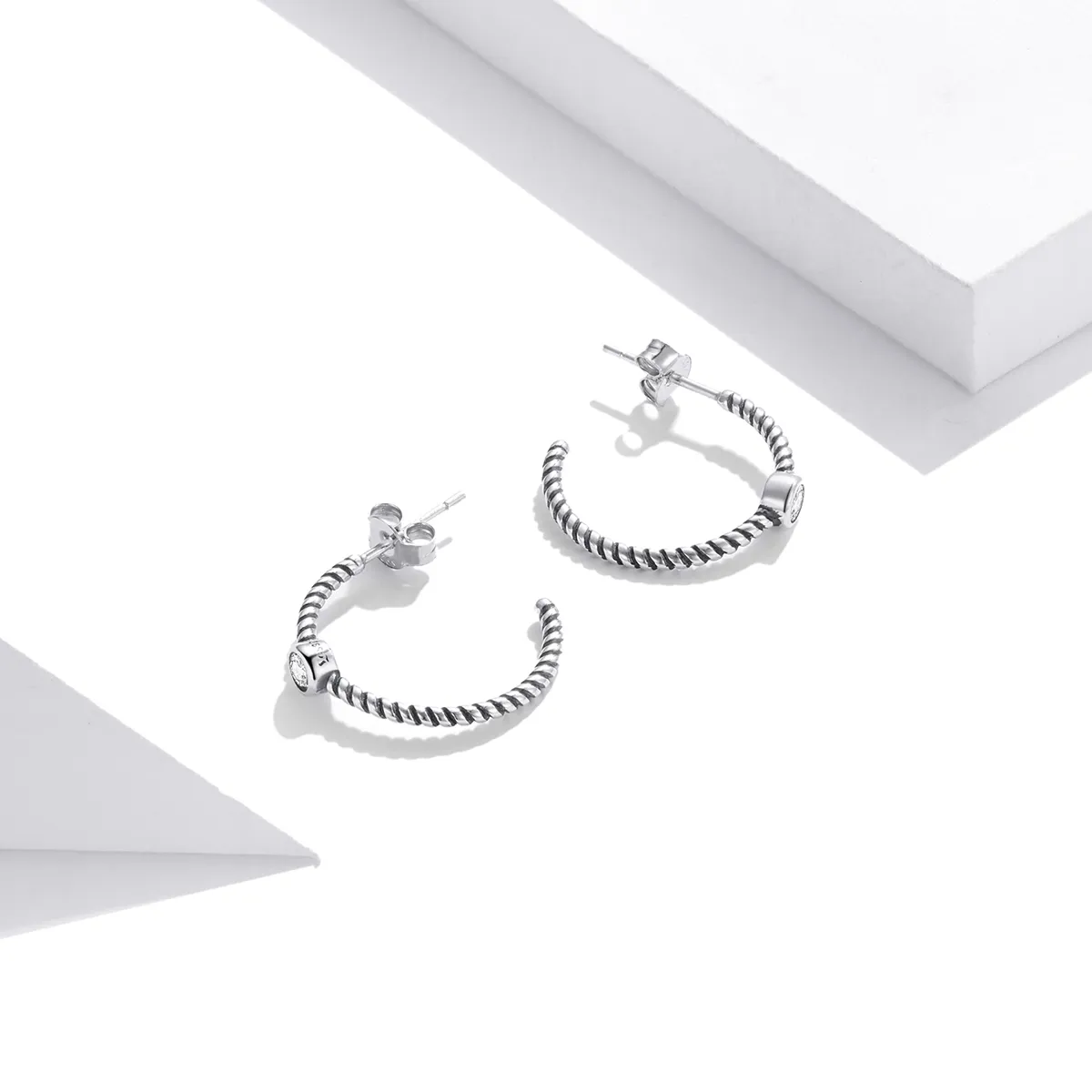 Pandora Style Silver Simple Stud Earrings - SCE1122