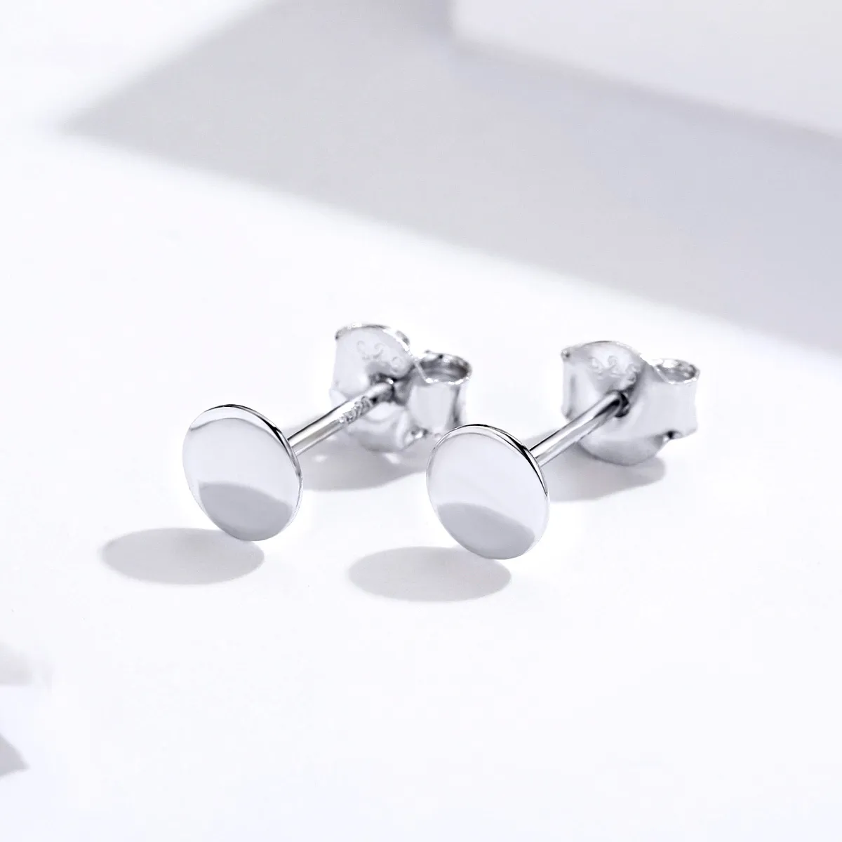 Pandora Style Silver Small Round Piece Stud Earrings - SCE693