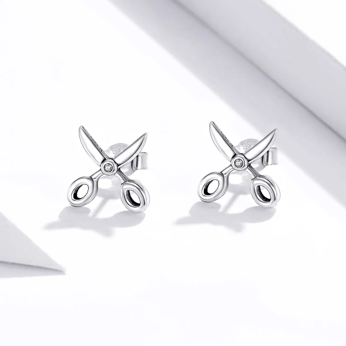 Pandora Style Silver Small Scissors Stud Earrings - SCE1003