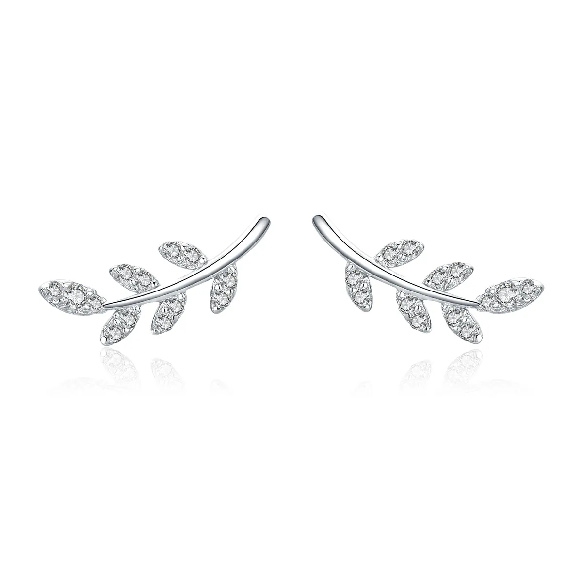 Pandora Style Silver Spring Leaves Stud Earrings BSE031