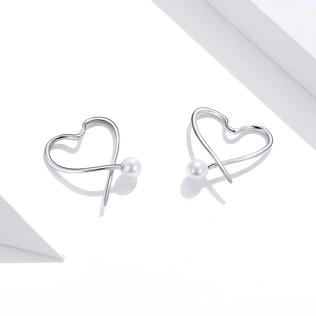 Pandora Style Silver The Heart of Treasure Hoop Earrings - SCE964