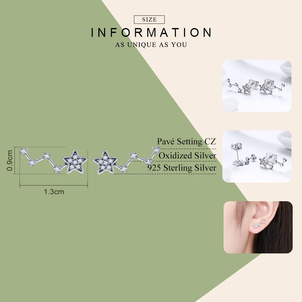 Pandora Style Silver The Waiting of The Stars Stud Earrings - SCE439