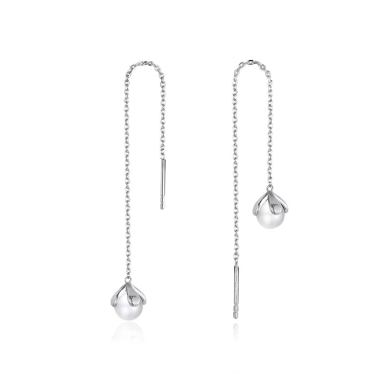 Pandora Style Silver Thread Pure Flowers Dangle Earrings - BSE373