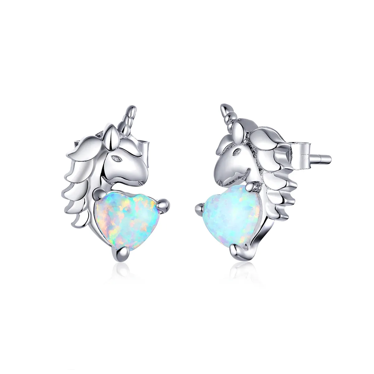 Pandora Style Silver Unicorn Stud Earrings - SCE896