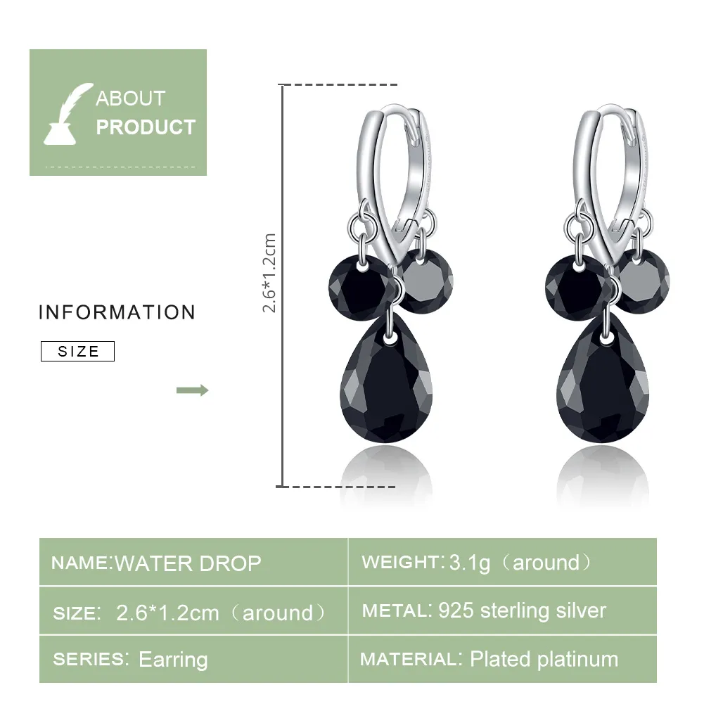 Pandora Style Silver Water Drop Dangle Earrings - BSE401