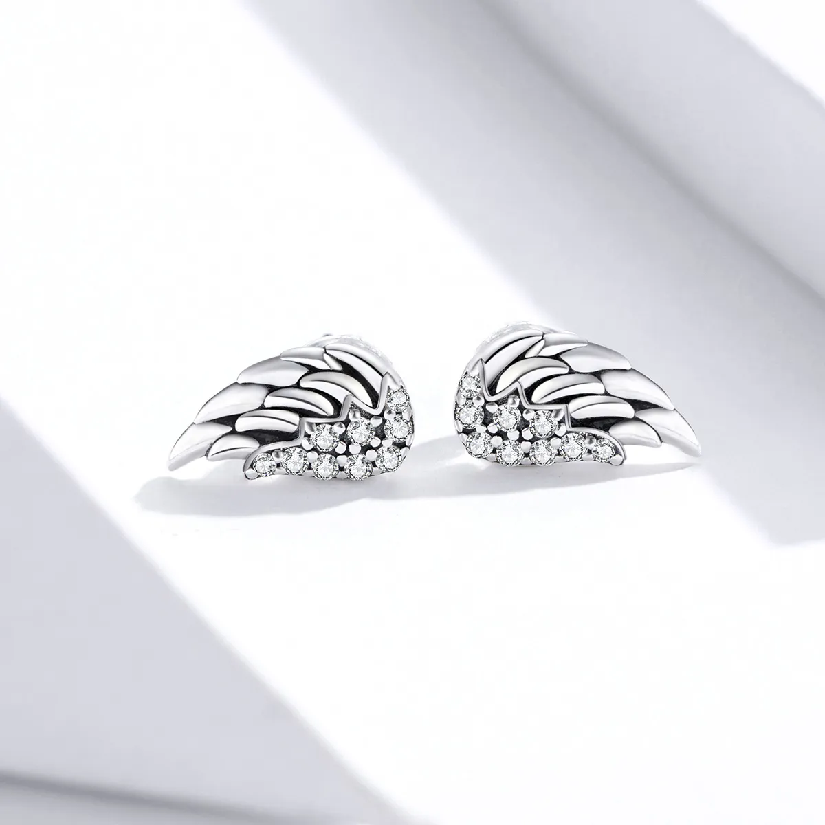 Pandora Style Silver Wings Stud Earrings - SCE882