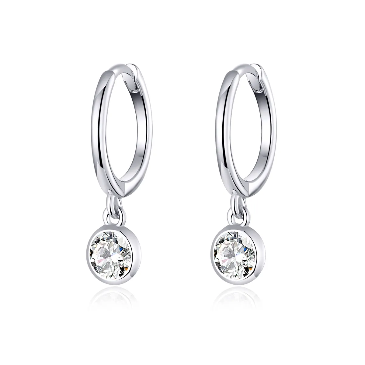 Pandora Style Silver Zirconia Dangle Earrings - SCE830