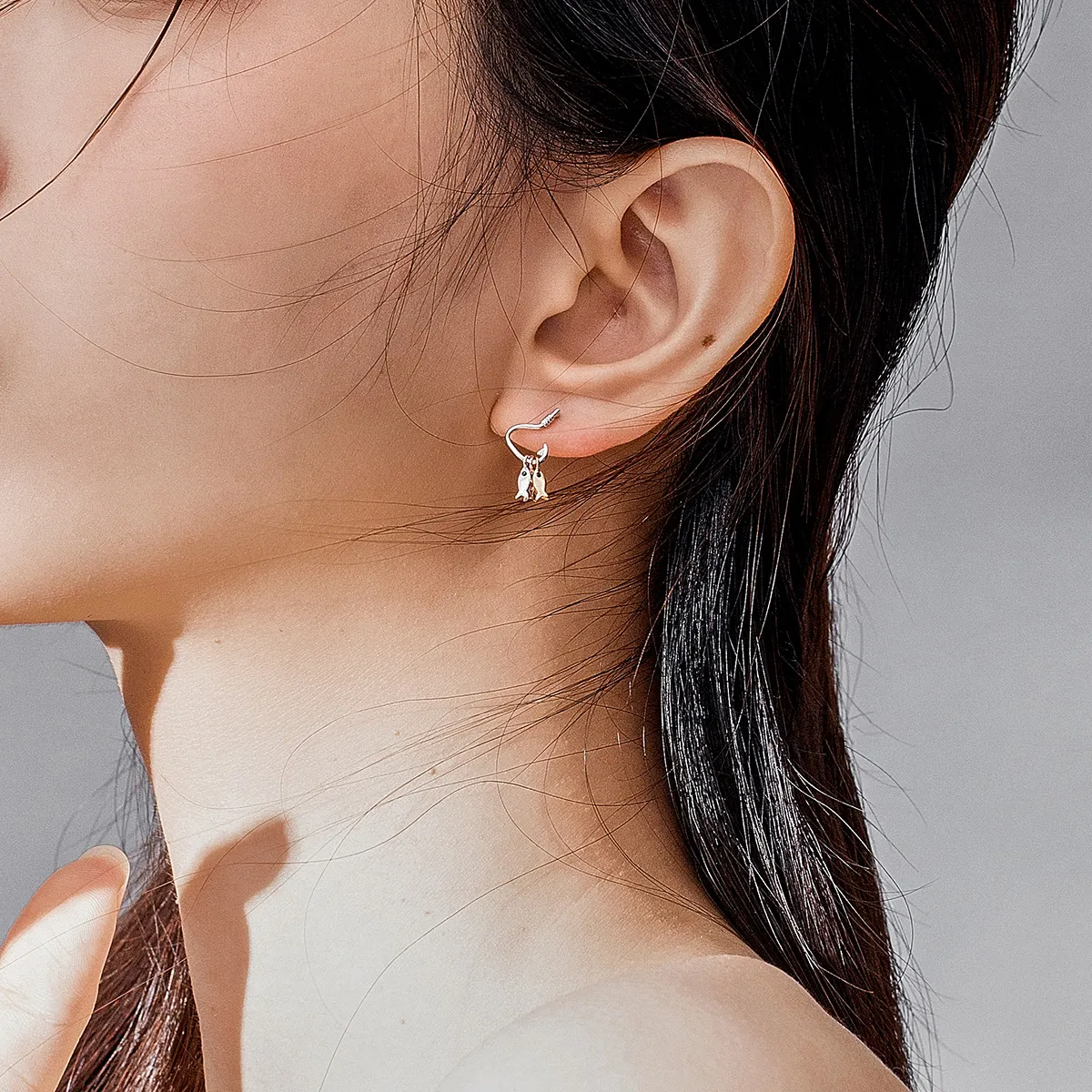 Pandora Style Three Fishes Dangle Earrings - SCE789