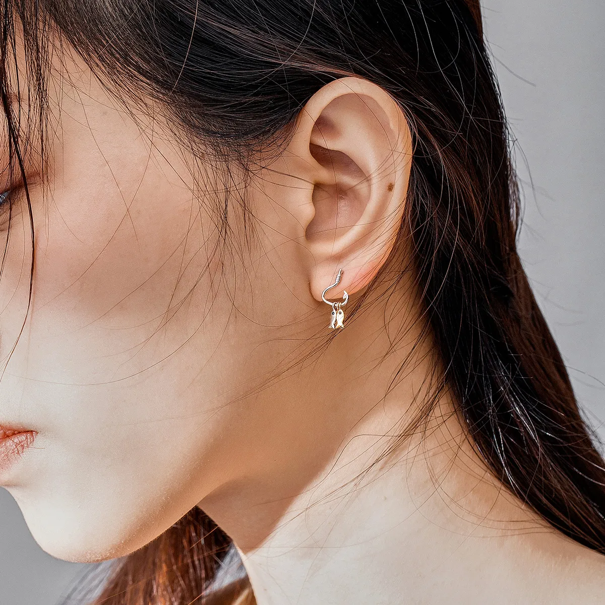 Pandora Style Three Fishes Dangle Earrings - SCE789