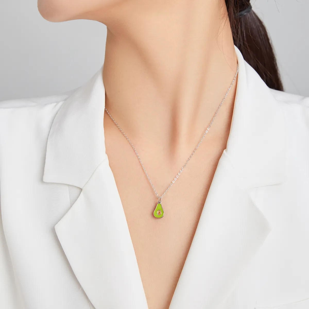 Pandora Style Silver Avocado Pendant Necklace - SCN439