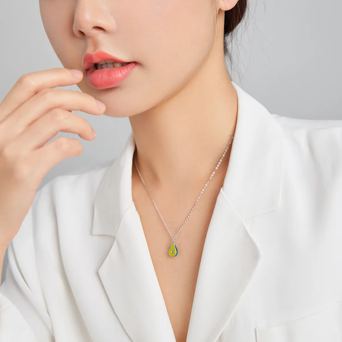 Pandora Style Silver Avocado Pendant Necklace - SCN439