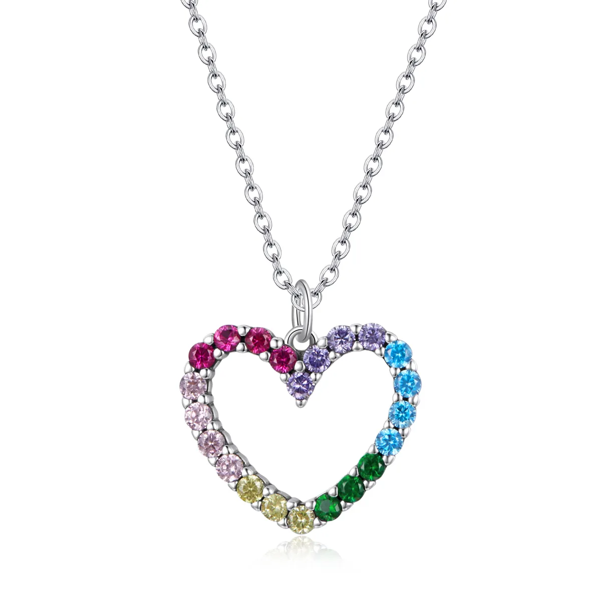 Pandora Style Silver Love of Rainbow Pendant Necklace - SCN449