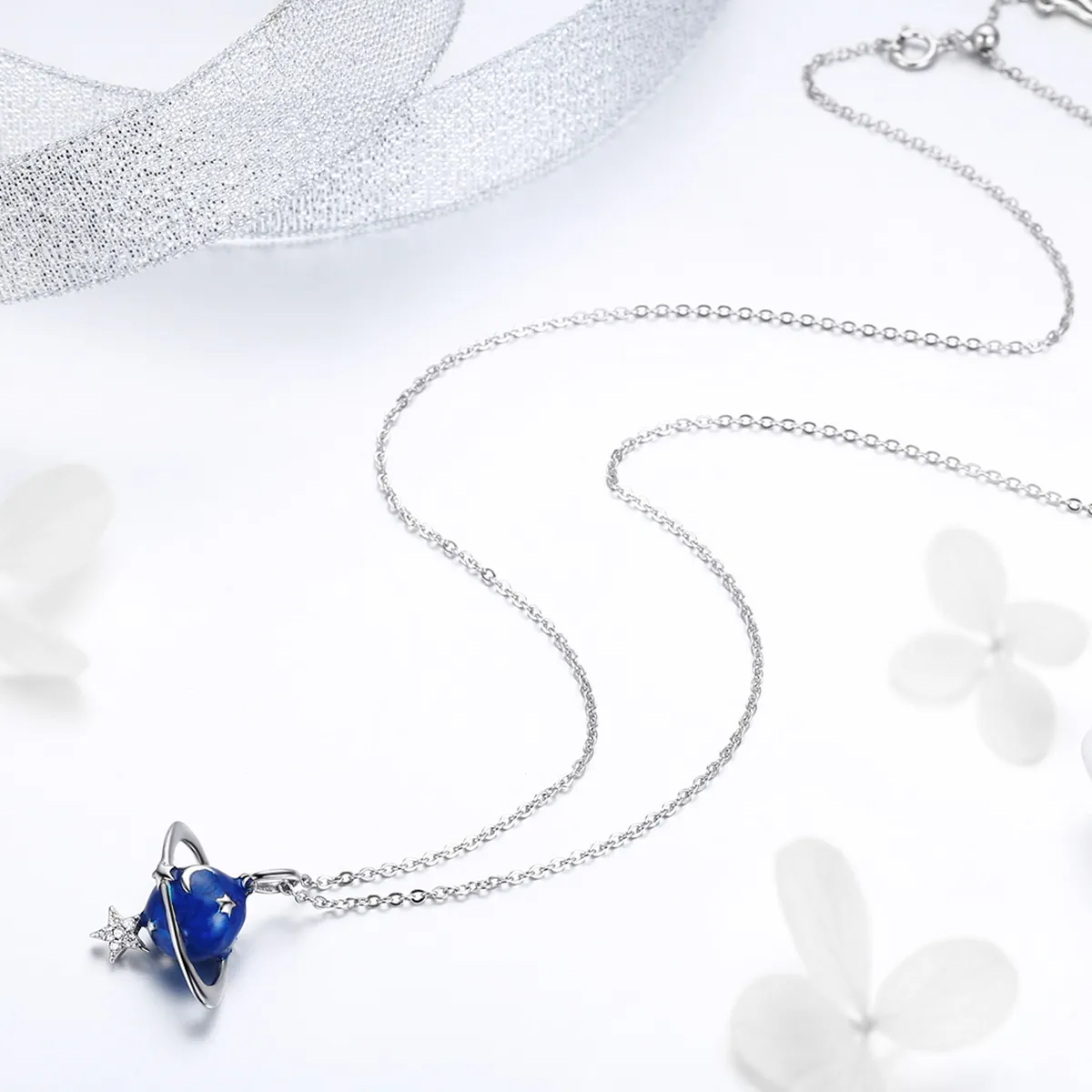 Pandora Style Silver Secret Planet Pendant Necklace - BSN007