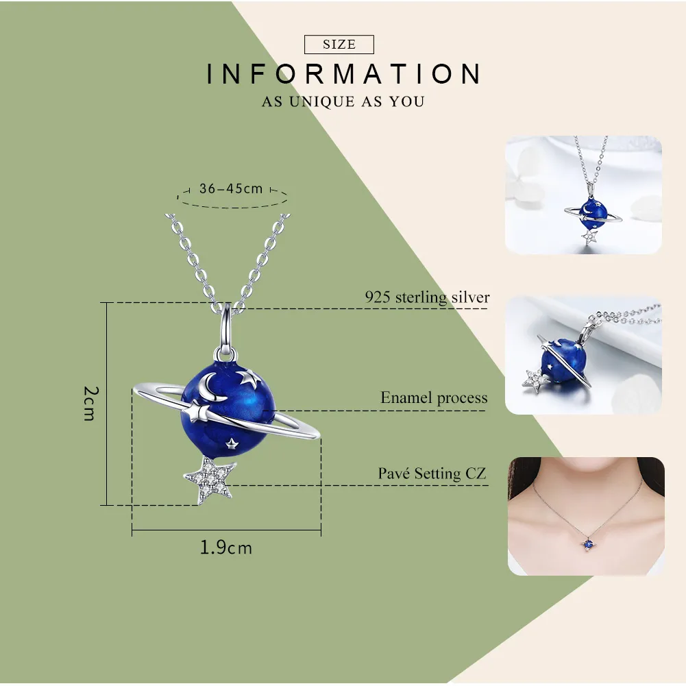 Pandora Style Silver Secret Planet Pendant Necklace - BSN007