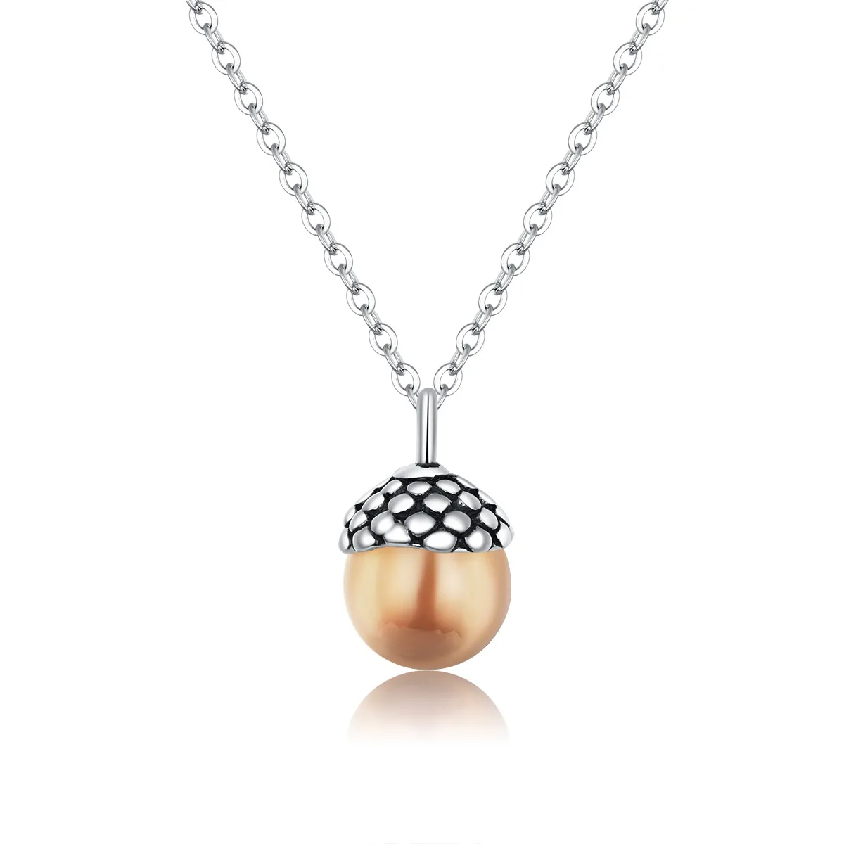 Pandora Style Silver Shining Fruit of The Oak Tree Pendant Necklace - SCN414