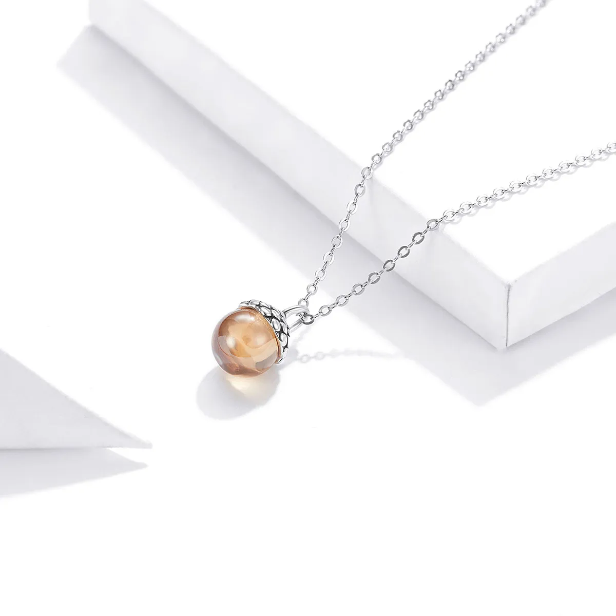 Pandora Style Silver Shining Fruit of The Oak Tree Pendant Necklace - SCN414