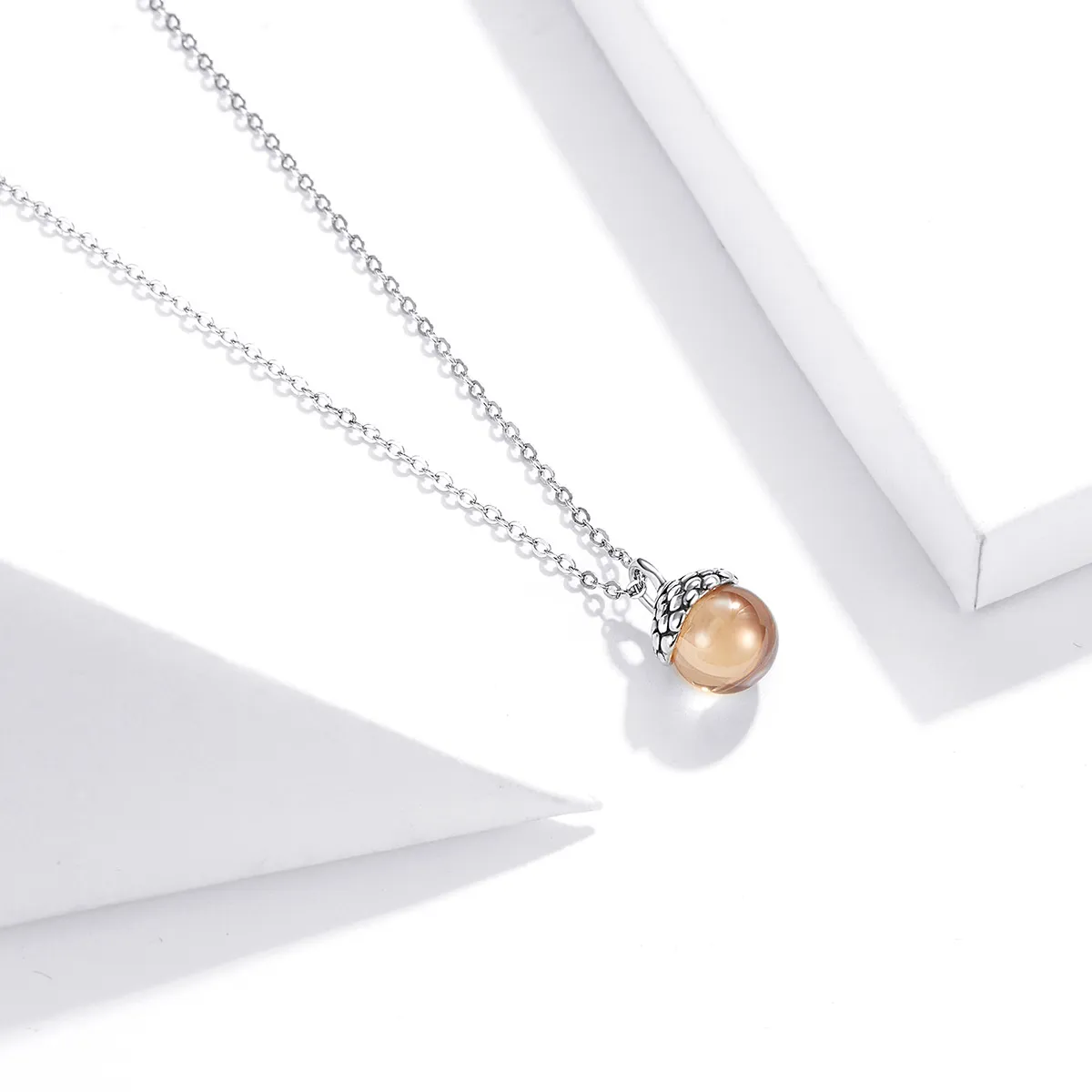 Pandora Style Silver Shining Fruit of The Oak Tree Pendant Necklace - SCN414