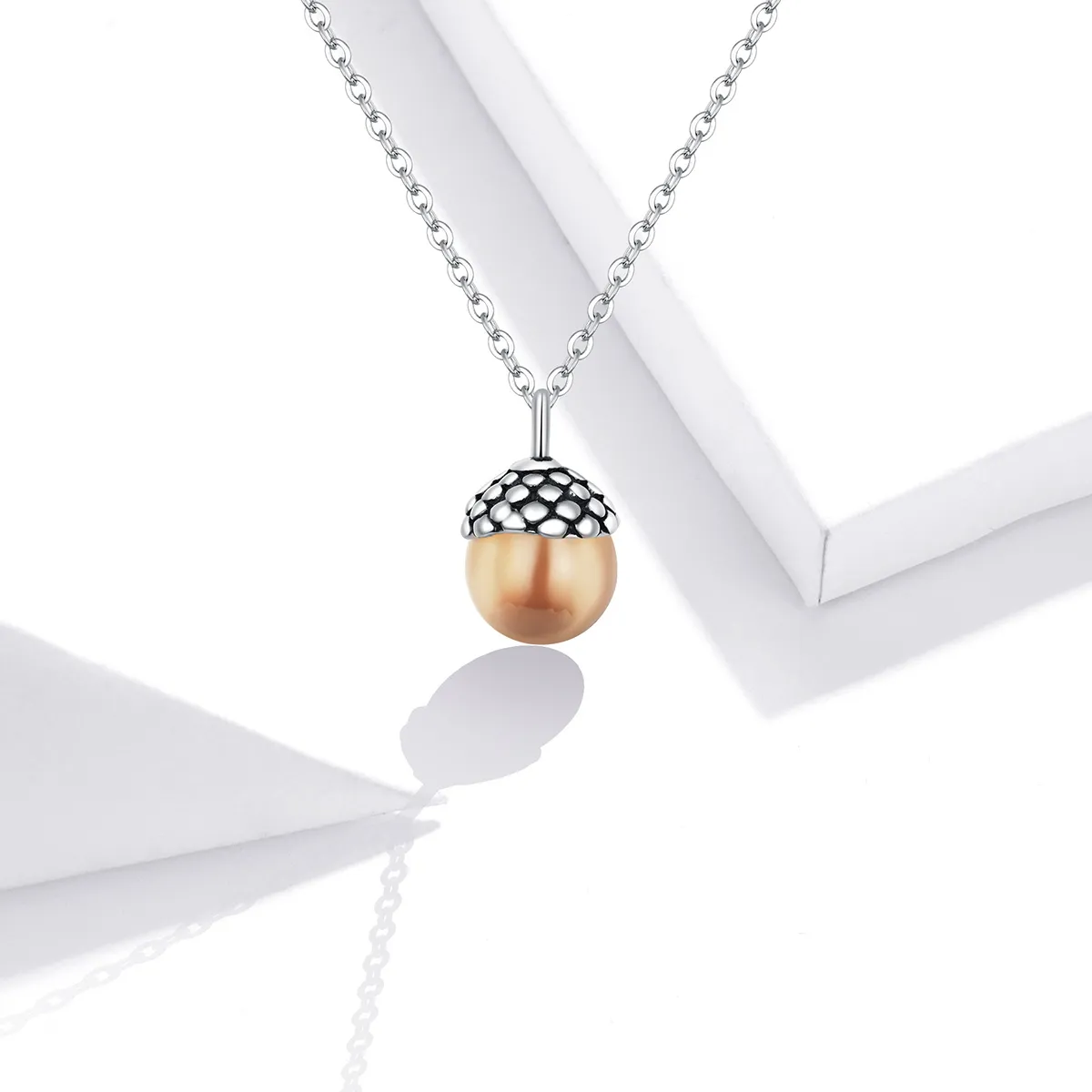Pandora Style Silver Shining Fruit of The Oak Tree Pendant Necklace - SCN414