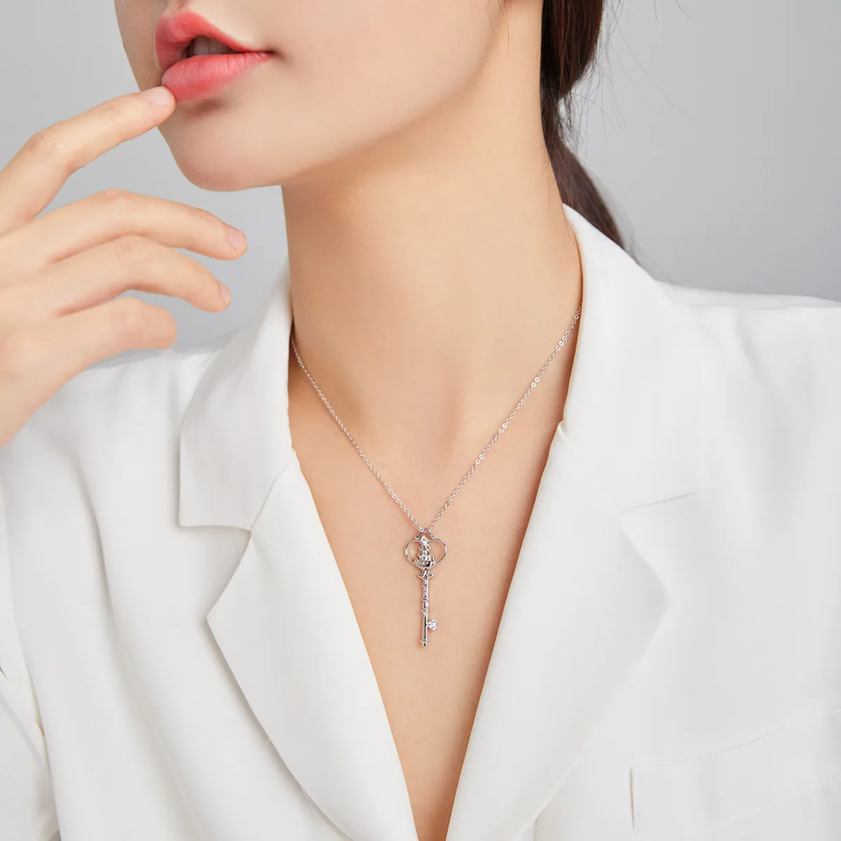 Pandora Style Silver The Key to The Castle Pendant Necklace - SCN441