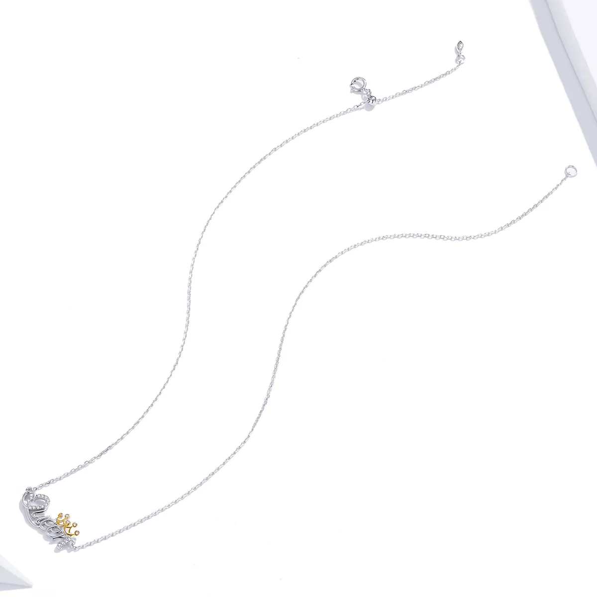 Pandora Style Two Tone Bicolor Queen Pendant Necklace - SCN435