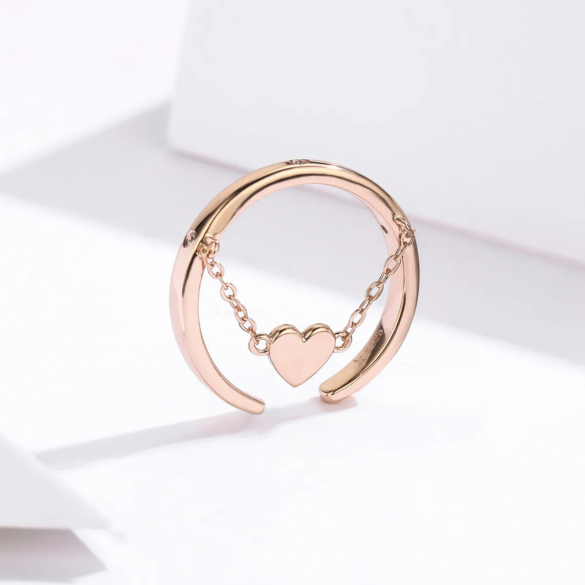 Pandora Style Rose Gold Love Light Open Ring - SCR572