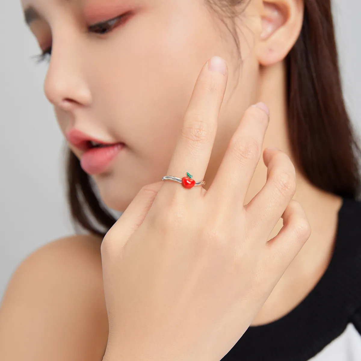 Pandora Style Silver Apple Open Ring - SCR708