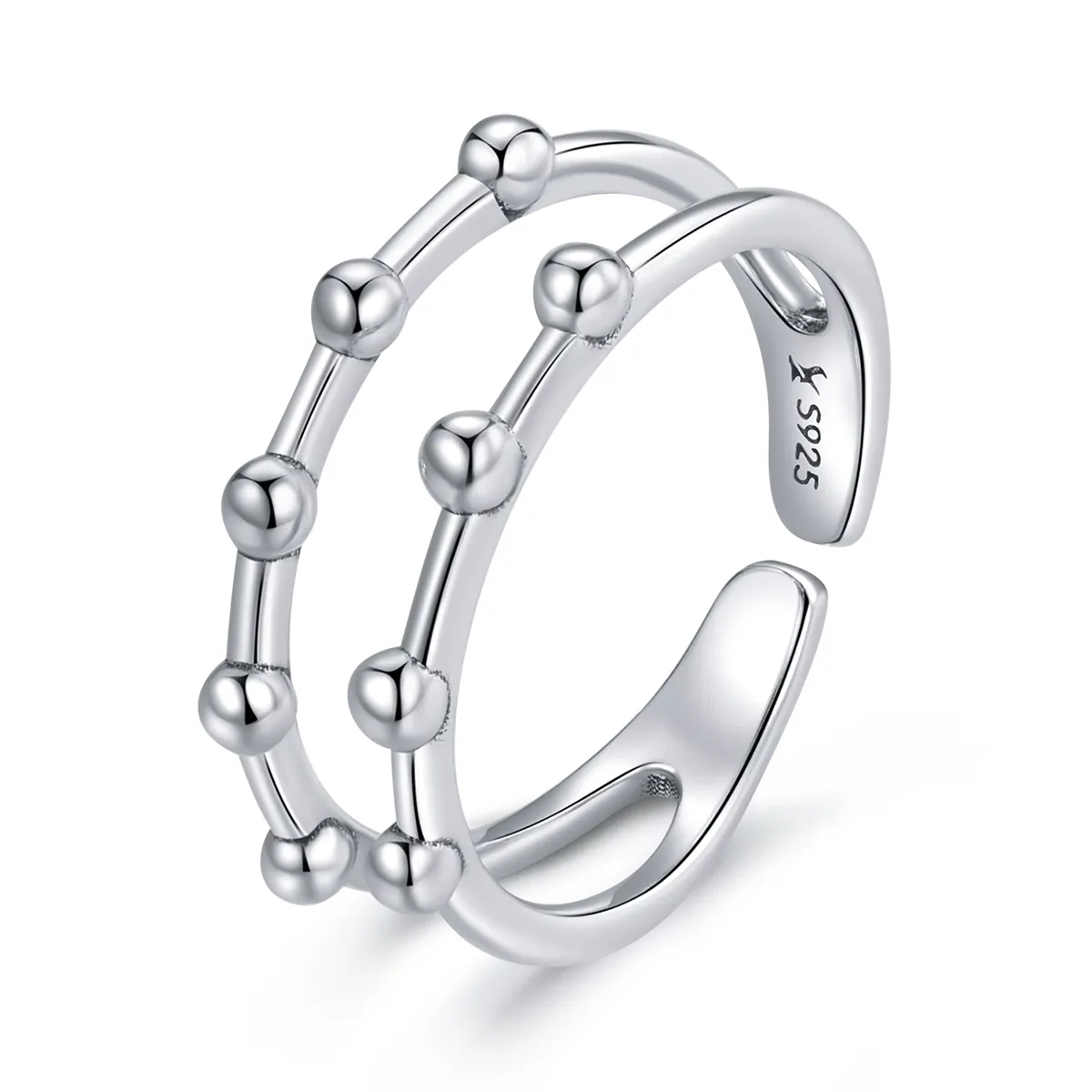 Pandora Style Silver Bean Bead Open Ring - SCR719