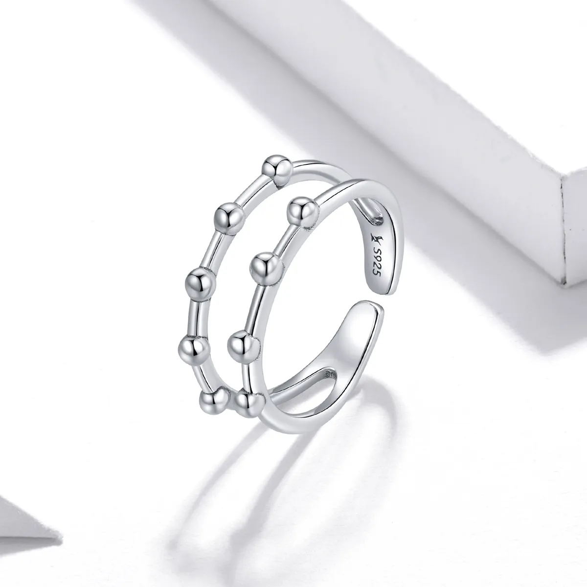 Pandora Style Silver Bean Bead Open Ring - SCR719