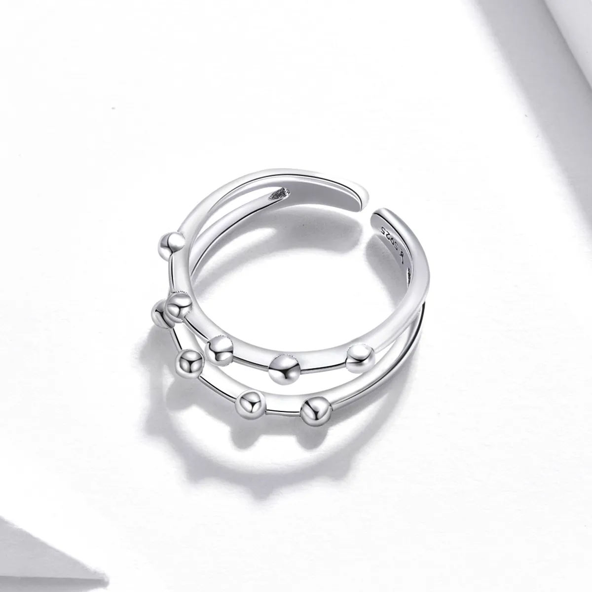 Pandora Style Silver Bean Bead Open Ring - SCR719