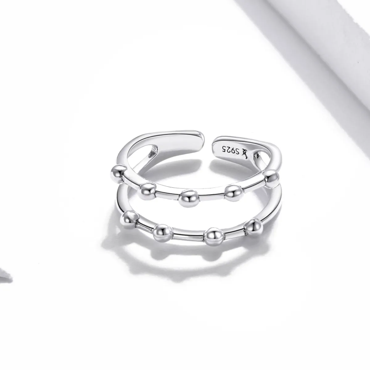 Pandora Style Silver Bean Bead Open Ring - SCR719