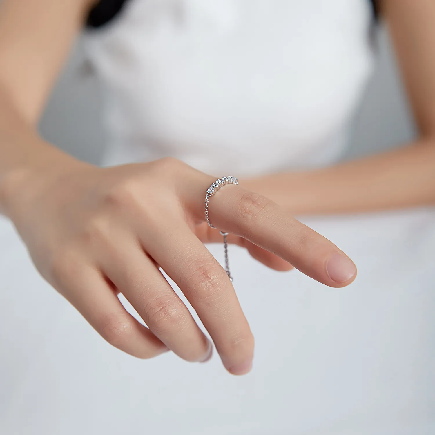 Pandora Style Silver Chain Open Ring - SCR699