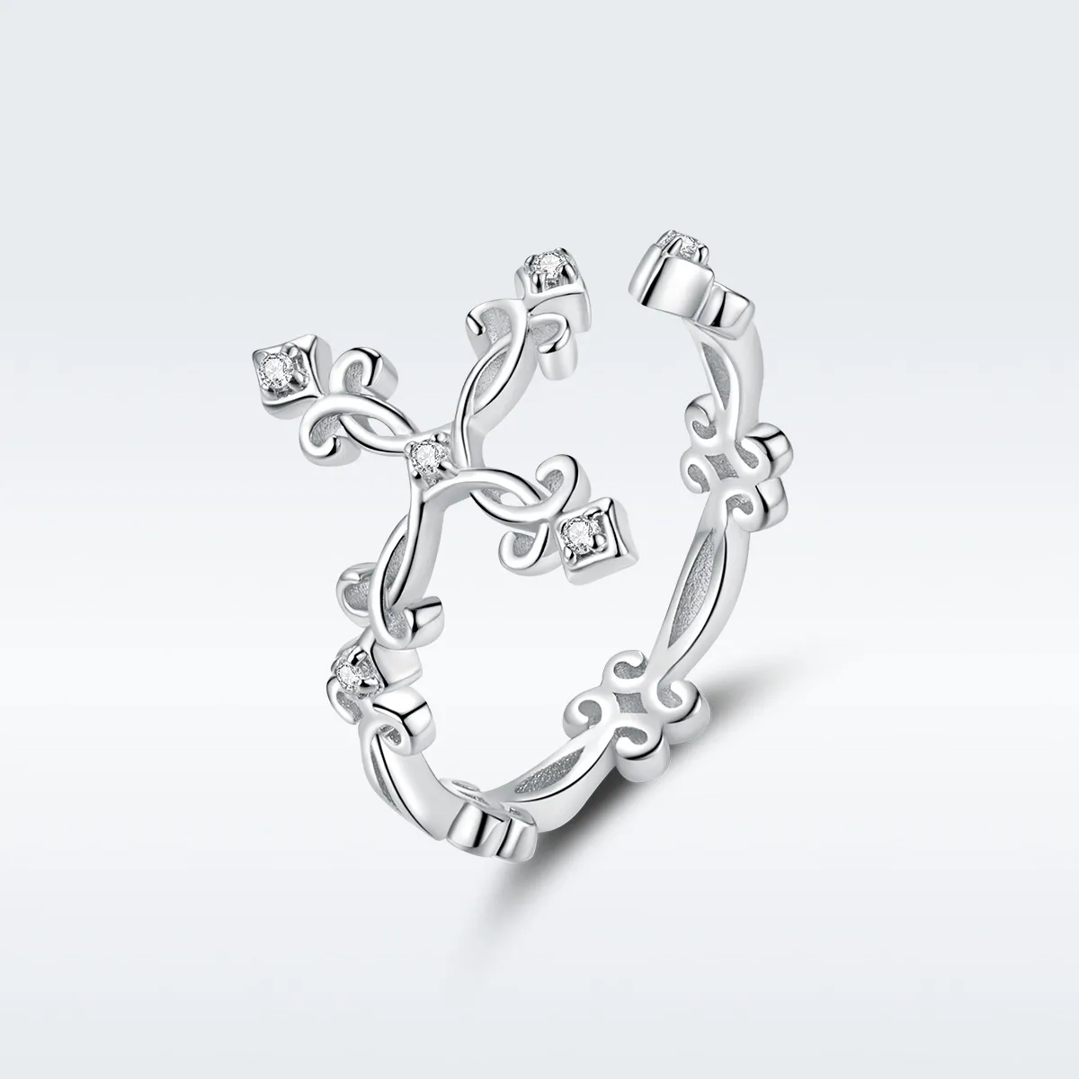 Pandora Style Silver Cross Open Ring - BSR041