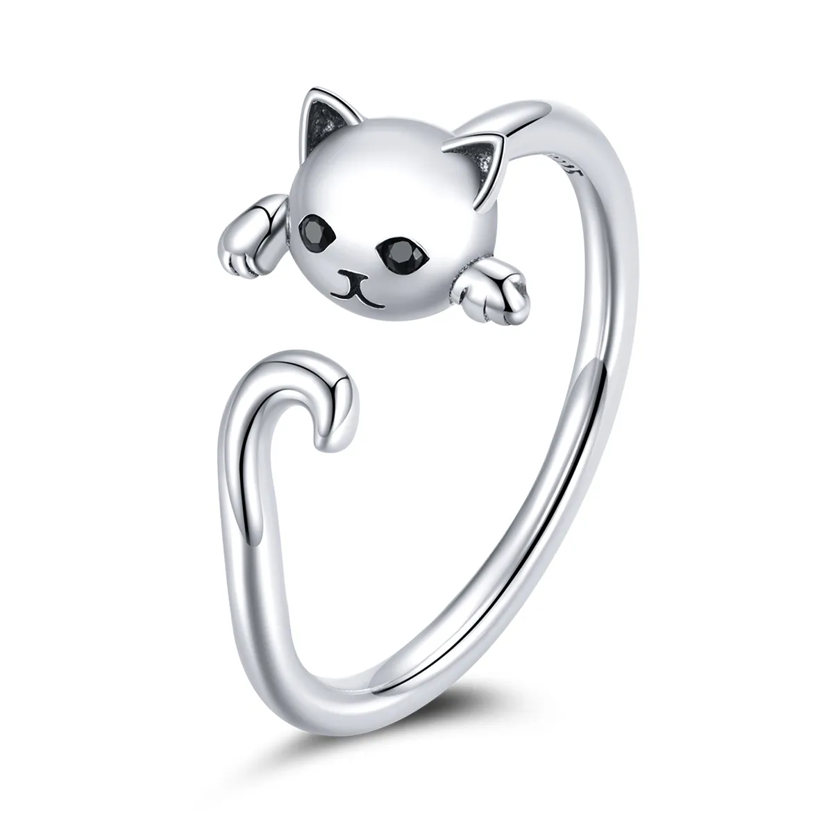 Pandora Style Silver Cute Cat Open Ring - SCR707