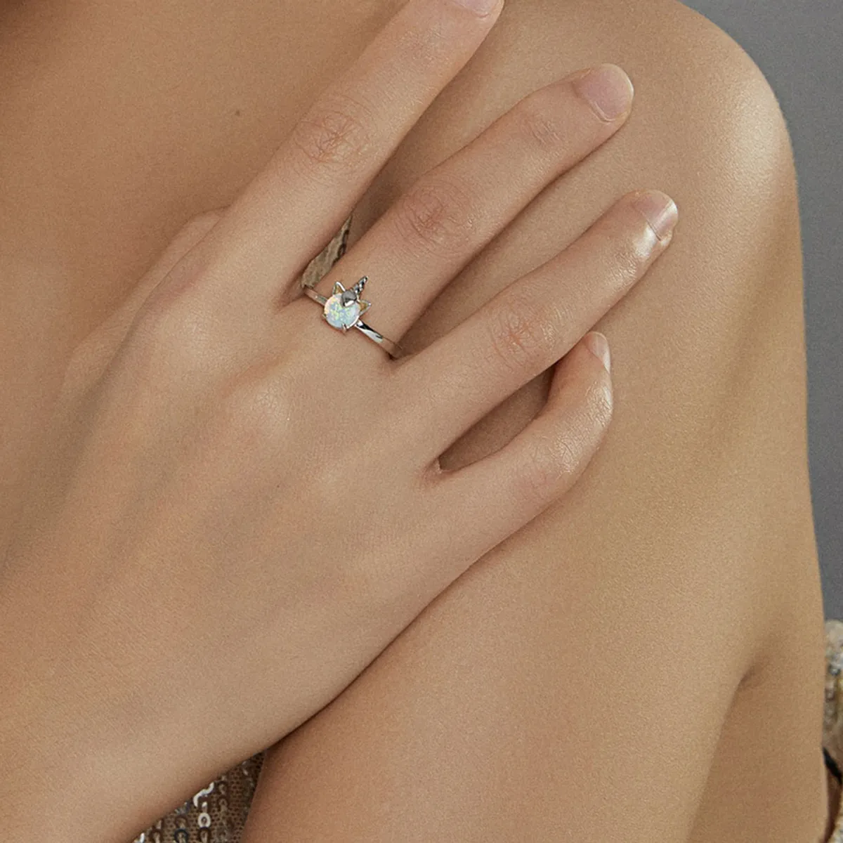Pandora Style Silver Fantasy Unicorn Open Ring - SCR684