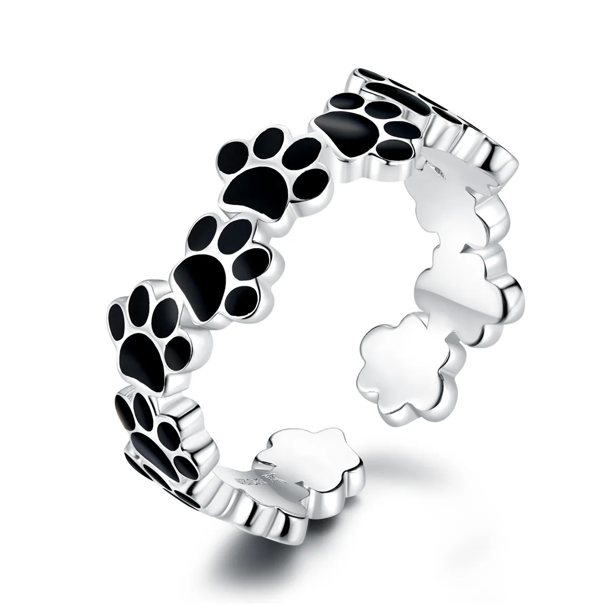 Pandora Style Silver Lovely Paw Print Open Ring - SCR603