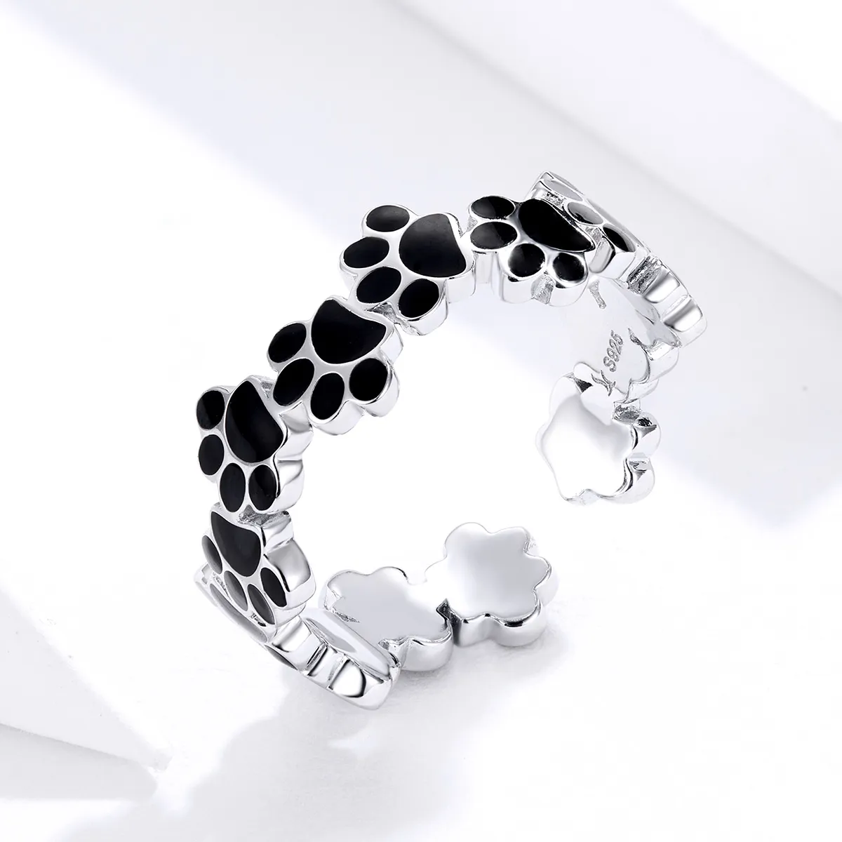 Pandora Style Silver Lovely Paw Print Open Ring - SCR603