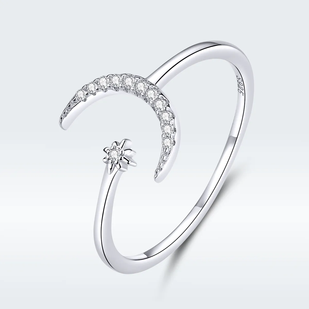 Pandora Style Silver Moon And Star Open Ring - SCR569